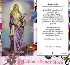 St. Agatha with Prayer to Saint Agatha  - Paperstock Holy Card RA picture