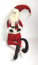 36” Plush Posable Santa Claus Shelf Sitter Elf, Weighted, Red Felt & White Pile picture