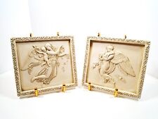 Set Of 2 Pier One Angel & Baby Cherub Wall Plaques Raised Relief Home Decor picture