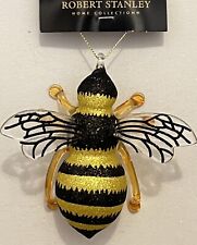 Robert Stanley Blown Glass Bumblebee Christmas Ornament Yellow & Black picture