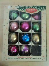 Lot of 11 Vintage SHINY BRITE Mixed Glass Christmas Tree Ornaments in Box  picture