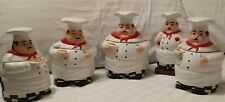 Casa Vero Fat Chef Complete Canister Set Of 5 / 4 Cookie Jars / 1 Utensil  picture