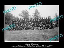 OLD LARGE HISTORIC PHOTO OF SPARTA WISCONSIN CAMP McCOY D COMPANY GROUP 1914 picture