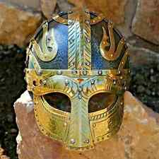 Medieval Antique Brass Coated Saladin's Helmet Armor Viking Steel Helmet gift picture