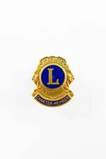 Vtg Lions Club International Charter Member Gold Color Enameled Screw Back Lapel picture