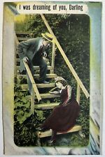 I Was Dreaming of You Darling Antique Romance Postcard, Unposted Card picture