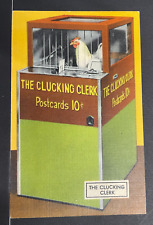 Linen Postcard The Clucking Clerk Postcards 10 Cents Keller Breland Unposted picture