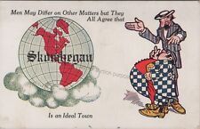 Skowhegan, ME: 1913 Globe, Comic Tall & Fat/Short Men - Vintage Maine Postcard picture