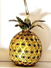 Value Arts Cloisonne  Gold/ Green Pineapple Hanging Ornament picture