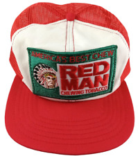 Vintage RED MAN Redman Chewing Tobacco Big Patch Trucker Hat Cap Mesh Snapback picture