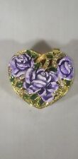 purple roses on closisonne enameled swarovski crystal trinket jewelry box picture