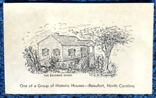 Rare  Postcard Buckman House Beaufort, NC. Georgia O'Neal Sketch Vintage 1958 picture