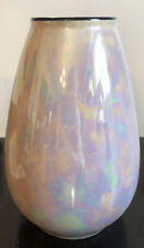 White Rainbow Opalescent Porcelain 7.5” Vase Black Edge Trim Z S & C Bavaria picture