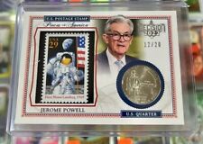 Jerome Powell 2020 Decision Moon Landing Postage Stamp US Quarter Coin Relic /20 picture