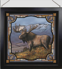 Bull Moose Stained Glass Art by Rosemary Millette 20' X 20