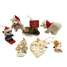 Christmas Ornaments Bundle of 7 Bears Angels Snowman  Christmas in July Sale picture