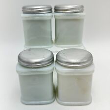 VTG Milk Glass Jars w/ Silver Lids Cold Cream Spices Powders 2.5