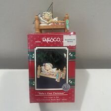 Vintage ENESCO 1991 Baby's First Christmas Bunk Bed Series Ornament First Issue picture