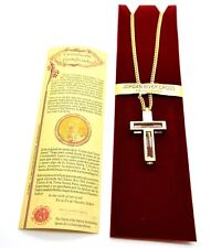 Cross Pendant Necklace Gold plated Holy Water Earth Jerusalem Israel Holy Land picture