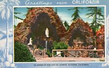 Postcard CA Altadena Shrine of Our Lady of Lourdes Linen Vintage PC G563 picture