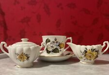 Royal Dover Fine Bone China Tea Cup With Saucer, Creamer And Sugar Bowl picture