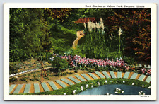 Original Vintage Antique Postcard Rock Garden At Nelson Park Decatur, Illinois picture