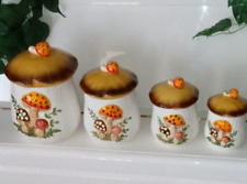 Vintage Merry Mushroom 4 Canister Set With Lids Sears Roebuck & Co Japan 1978 picture