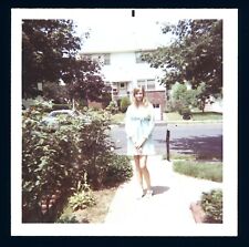 Vintage PRETTY BLONDE Snapshot Photo 1960s MINISKIRT POSE Free US Shipping picture