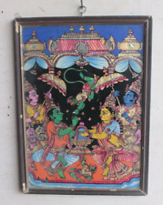1900s VINTAGE GLASS PAINTING LORD RAM & SITA RETURNING FROM EXILE HANDMADE BX-9 picture
