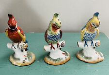 Set Of 3 Vintage Tozai Home Porcelain Parrots Resting on a Branch Multicolor picture