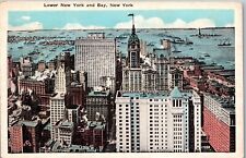 New York City NY Lower New York and Bay Old Vtg Postcard View circa 1920s  picture