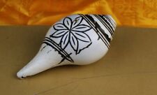 Real Nice Tibet 1700s Old Buddhist Ritual Carved Lotus Shell Conch Horn Trumpet picture