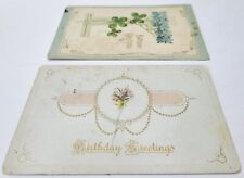2 Antique Embossed Floral Birthday Greeting Postcards Forget-Me-Nots picture