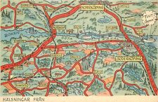 Postcard 1950s Sweden Soderkoping Morroping map attractions 24-6177 picture
