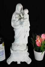 Antique XL signed Bisque porcelain madonna figurine statue angels putti rare  picture