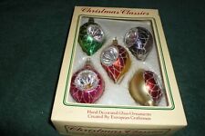 Vintage Commodore Christmas Classics Glass Teardrop Christmas Ornaments picture