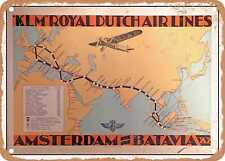 METAL SIGN - 1931 Royal Dutch Air Lines Amsterdam Batavia VV Vintage Ad picture