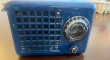 Vintage 1950's Trav-ler Blue Midget Case Tube Radio Works picture