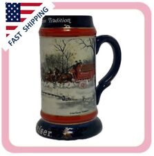 1990 Budweiser Beer Holiday Christmas Stein Mug With Clydesdales by Ceramarte  picture