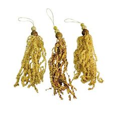 Amber Bead Christmas Ornaments 3 Piece Lot 12 Inch Holiday Decoration picture