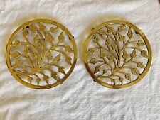 Vintage Set Of 2 Brass Footed Trivets Hot Plates Plant Stands 7” picture