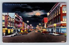 North Platte NE-Nebraska, Night Scene, Advertising, Antique, Vintage Postcard picture