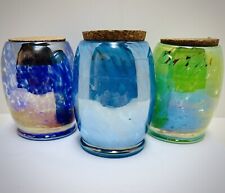 Set Of 6 Handmade Stash Glass  Jars- Assorted Colors picture