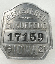 1921 IOWA Chauffeur Badge #17159 picture
