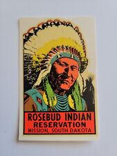 Vtg Rosebud Indian Reservation South Dakota Travel Decal Water Transfer Sticker picture