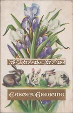 Bunny Rabbits Easter Greeting UNP c1910s Embossed Postcard 6334d2 picture