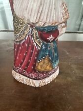 Hand Carved Wooden Santa Claus with Bell Figurine Ukrainian or Russian picture