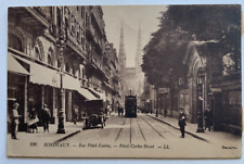 France Postcard Bordeaux Rue Vital-Carles Street trolley car stores vintage picture