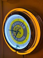 Mayfield Dairy Jersey Cow Milk Kitchen DinerYELLOW Neon Wall Clock Sign picture