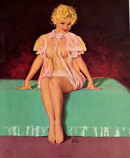 Vintage Earl Moran Pin-Up Print Sheer Delight, Blonde in See-Through Negligee picture